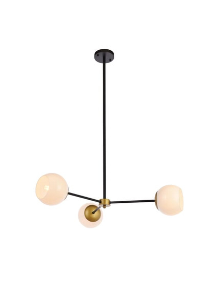 Living District Briggs 32 Inch Pendant In Black And Brass With White Shade Ld647D32Brk