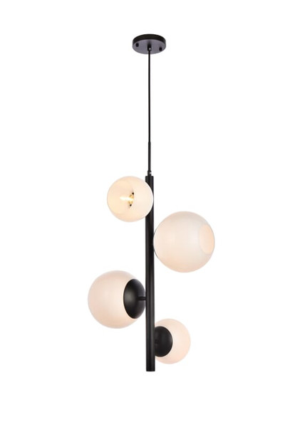 Living District Wells 18 Inch Pendant In Black With White Shade Ld655D18Bk