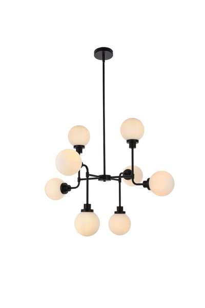 Living District Hanson 8 Lights Pendant In Black With Frosted Shade Ld7038D36Bk