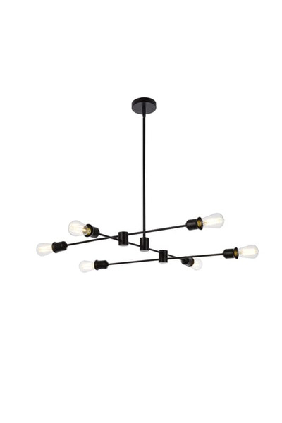 Living District Xavier 6 Lights Pendant In Black Ld7052D35Bk