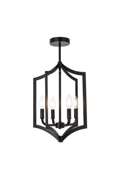Living District Kiera 4 Lights Pendant In Black Ld7068F14Bk