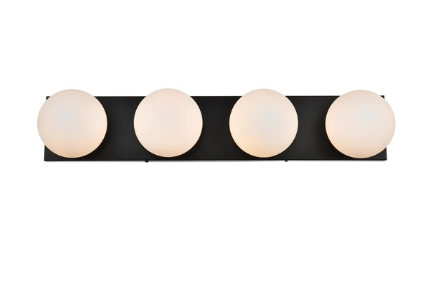 Living District Jaylin 4 Light Black And Frosted White Bath Sconce Ld7303W31Blk