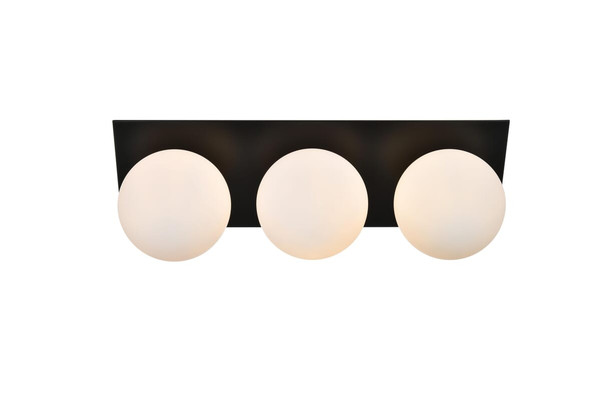 Living District Jillian 3 Light Black And Frosted White Bath Sconce Ld7304W22Blk