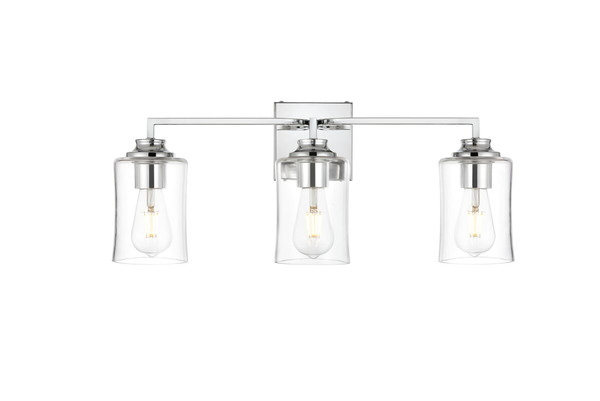 Living District Ronnie 3 Light Chrome And Clear Bath Sconce Ld7314W23Ch