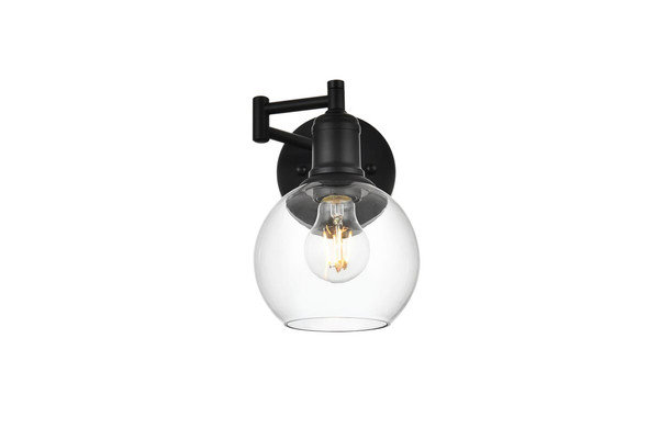 Living District Davian 1 Light Black And Clear Swing Arm Wall Sconce Ld7327W6Blk