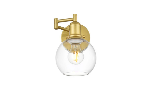 Living District Davian 1 Light Brass And Clear Swing Arm Wall Sconce Ld7327W6Bra