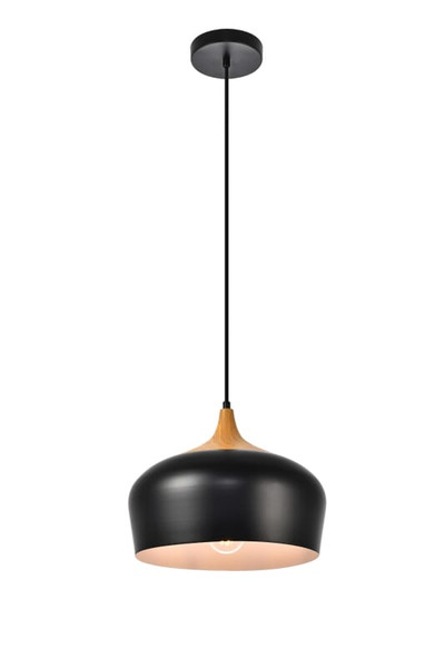 Living District Nora Collection Pendant D11 5In H9In Lt 1 Black And Natural Wood Finish Ldpd2005