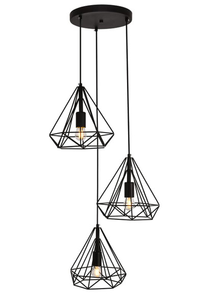 Living District Jago Collection Pendant D18 1 H24 3 Lt 3 Black Finish Ldpd2091