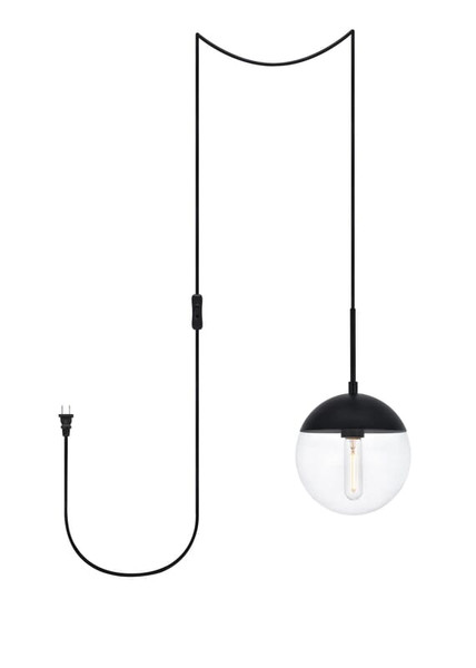 Living District Eclipse 1 Light Black Plug In Pendant With Clear Glass Ldpg6027Bk