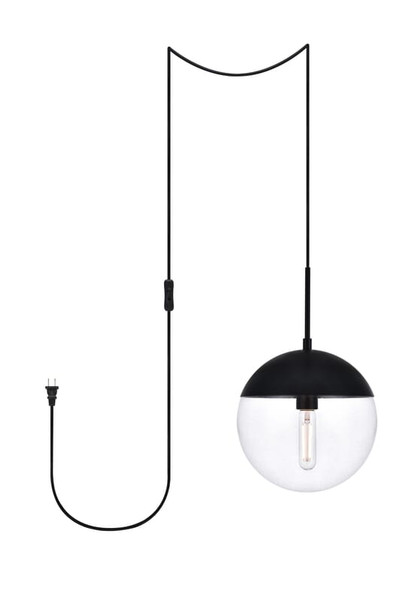 Living District Eclipse 1 Light Black Plug In Pendant With Clear Glass Ldpg6033Bk