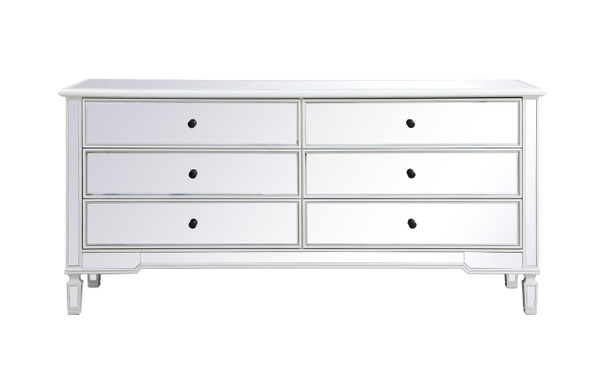 Elegant Decor Contempo 72 In Mirrored Chest In Antique White Mf63672Aw