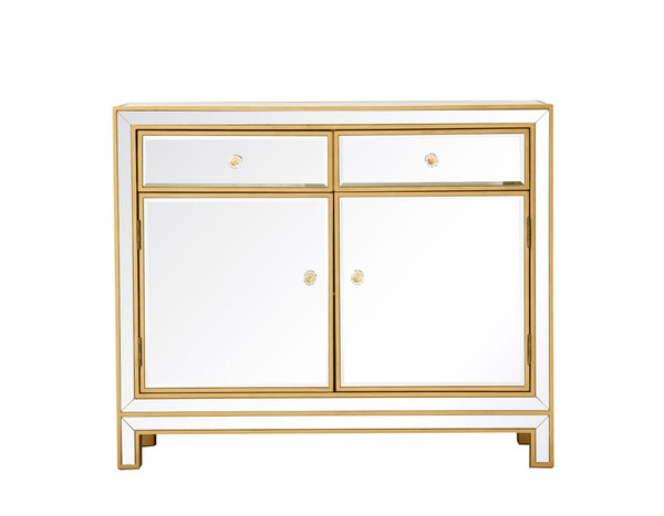 Elegant Decor End Table 2 Drawers 2 Doors 38In W X 12In D X 32In H In Gold Mf72002G