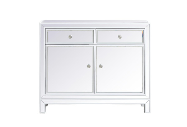 Elegant Decor 38 Inch Mirrored End Table In White Mf72002Wh