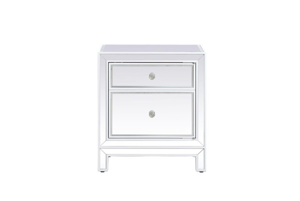 Elegant Decor 21 Inch Mirrored End Table In White Mf72016Wh