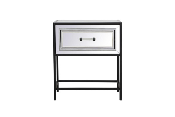 Elegant Decor 21 Inch Mirrored One Drawer End Table In Black Mf73015Bk