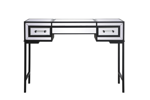 Elegant Decor 42 Inch Mirrored Flip Top Vanity Table In Black Mf73020Bk