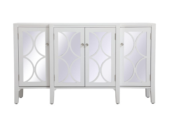 Elegant Decor 60 Inch Mirrored Credenza In White Mf82001Wh