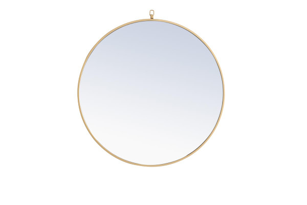 Kitchen And Bath Metal Frame Round Mirror With Decorative Hook 32 Inch Brass Finish Mr4058Br