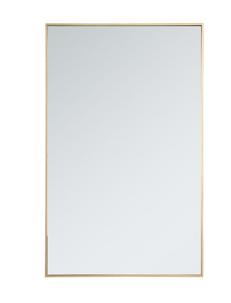 Kitchen And Bath Metal Frame Rectangle Mirror 30 Inch In Brass Mr43048Br