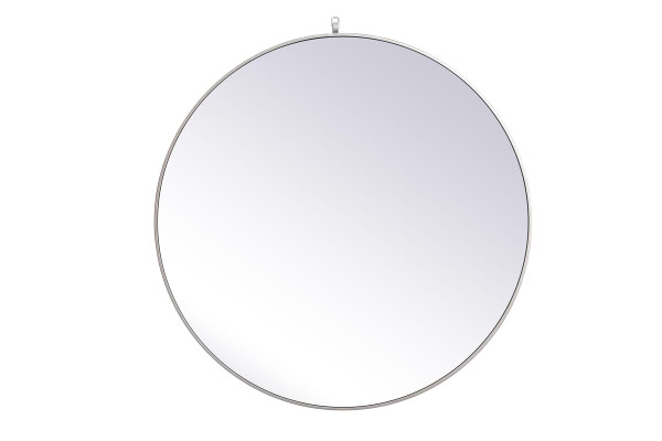 Kitchen And Bath Metal Frame Round Mirror With Decorative Hook 39 Inch In Silver Mr4739S