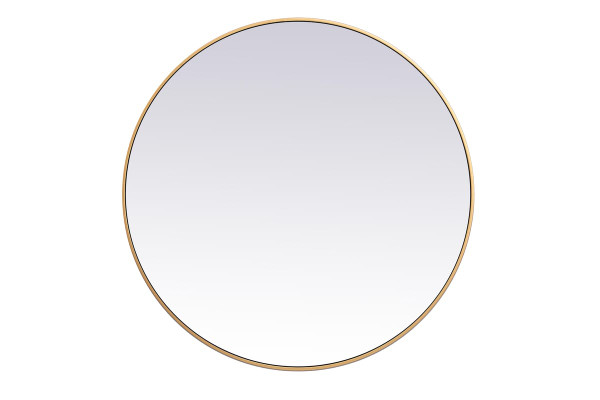 Kitchen And Bath Metal Frame Round Mirror 39 Inch In Brass Mr4839Br