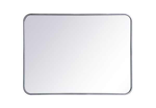 Kitchen And Bath Soft Corner Metal Rectangular Mirror 24X32 Inch In Silver Mr802432S