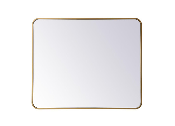 Kitchen And Bath Soft Corner Metal Rectangular Mirror 30X36 Inch In Brass Mr803036Br