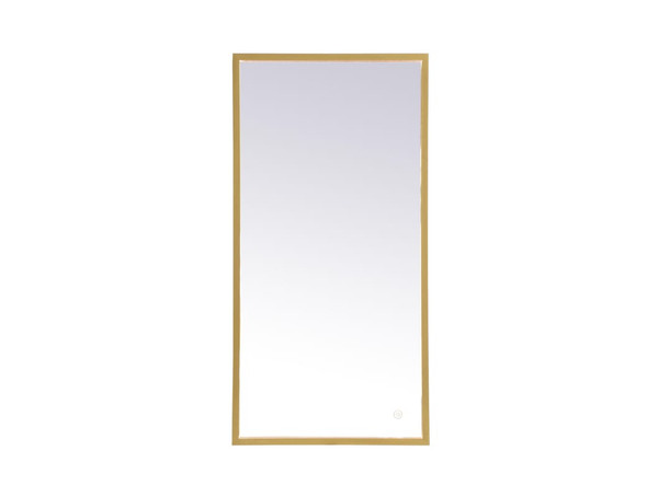 Kitchen And Bath Pier 18X36 Inch Led Mirror With Adjustable Color Temperature 3000K 4200K 6400K In Brass Mre61836Br