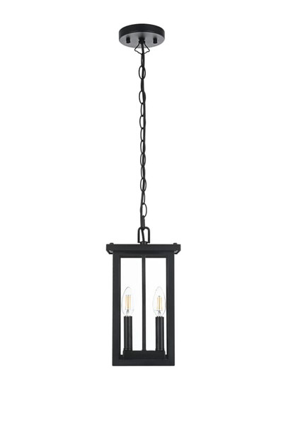 Elegant Lighting Outdoor Hanging L7 W7 H13 5 L2 Black Od324H14Bk