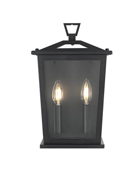 Elegant Lighting Wall Sconce W8 5 H14 E6 5 L2 Black Od331W14Bk