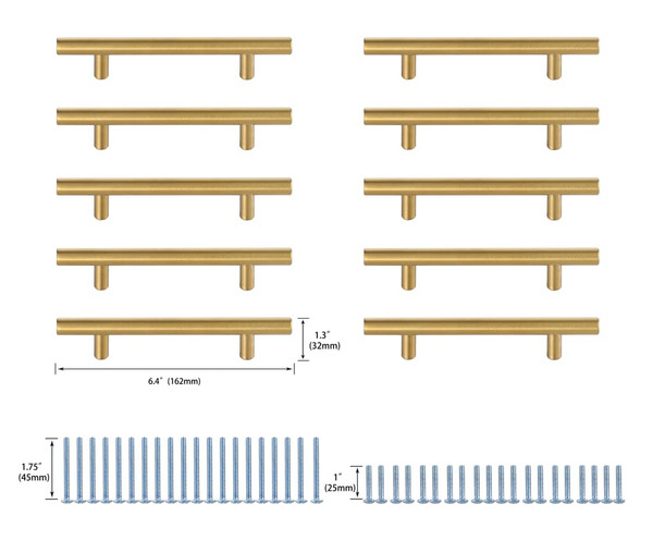 Kitchen And Bath Quinn 4 Center To Center Brass Bar Pull Multipack Set Of 10 Pl400 4 Br 10Pk