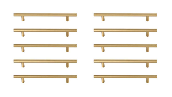 Kitchen And Bath Quinn 6 5 16 Center To Center Brass Bar Pull Multipack Set Of 10 Pl400 6 Br 10Pk