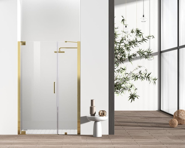 Kitchen And Bath Semi Frameless Hinged Shower Door 48 X 72 Brushed Gold Sd404 4872Bgd