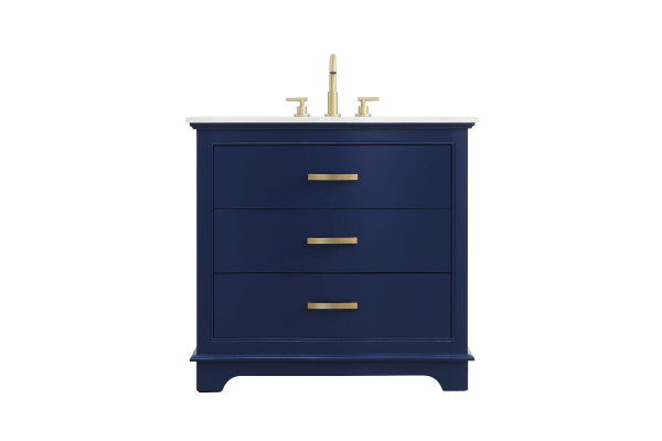 Kitchen And Bath Vanity Cabinet 36 W X 22 D X 34 H Blue Vf10236Bl