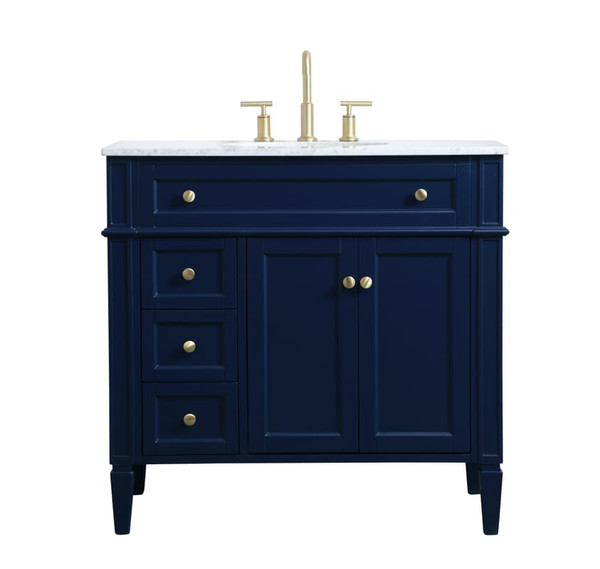 Kitchen And Bath 36 Inch Single Bathroom Vanity In Blue Vf12536Bl