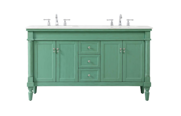 Kitchen And Bath 60 Inch Double Bathroom Vanity In Vintage Mint Vf13060Dvm