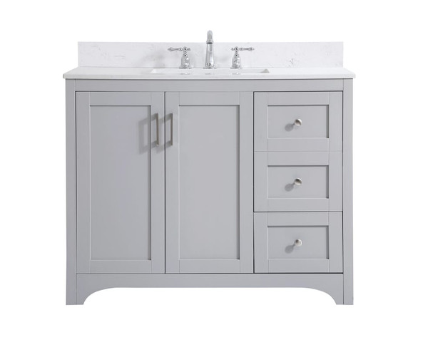 Kitchen And Bath 42 Inch Single Bathroom Vanity In Grey With Backsplash Vf17042Gr Bs