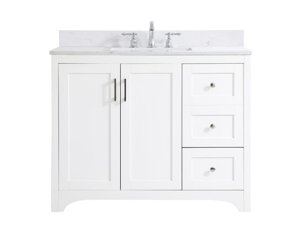 Kitchen And Bath 42 Inch Single Bathroom Vanity In White With Backsplash Vf17042Wh Bs
