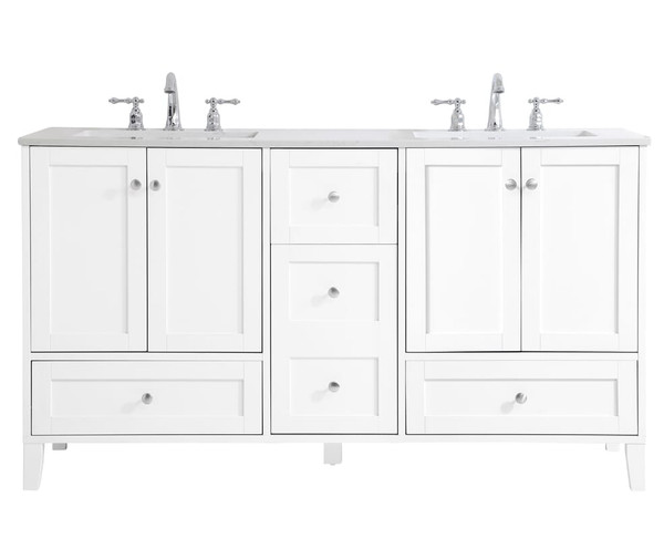 Kitchen And Bath 60 Inch Double Bathroom Vanity In White Vf18060Dwh
