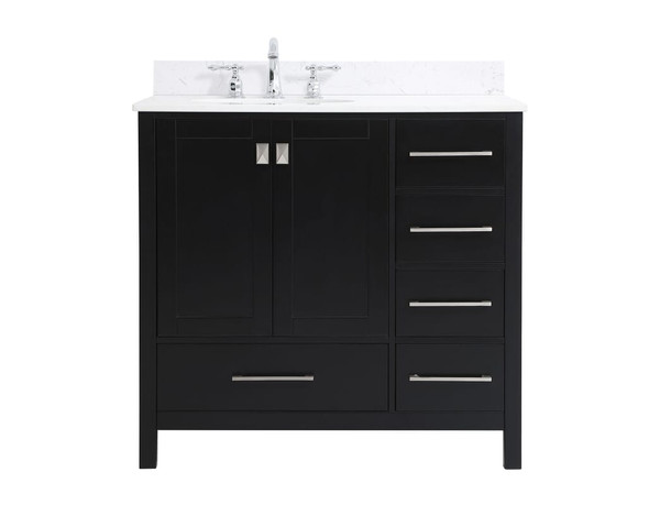 Kitchen And Bath 36 Inch Single Bathroom Vanity In Black With Backsplash Vf18836Bk Bs
