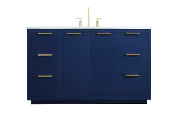Kitchen And Bath Vanity Cabinet 6Dw2Dr 54X22X34 Blue Vf19454Bl