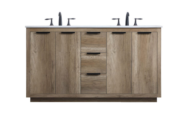 Kitchen And Bath Vanity Cabinet 3Dw4Dr 60X22X34 Natural Oak Vf19460Dnt