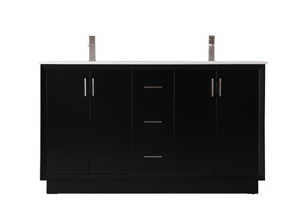 Kitchen And Bath Vanity Cabinet 3Dw 4Dr 60 W X 22 D X 35 H Black Vf19660Dbk