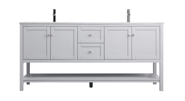 Kitchen And Bath Vanity Cabinet 4Dr 2Dw W72 D21 5 H35 Grey Vf22272Dgr