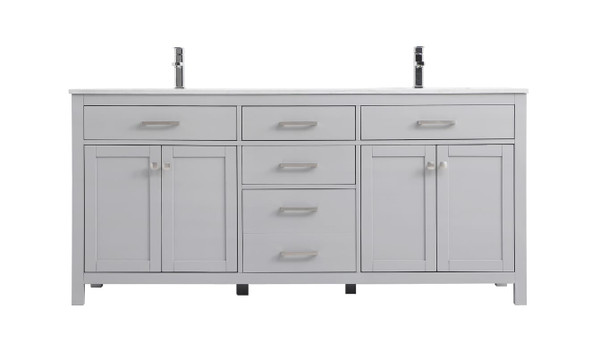 Kitchen And Bath Vanity Cabinet 4Dr 3Dw W72 Xd22 Xh34 Grey Vf23372Dgr
