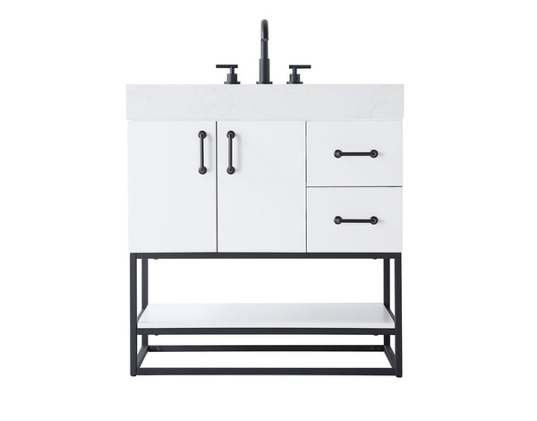 Kitchen And Bath Vanity Cabinet 2Dr 2Dw 32X21 5X34 White Vf29232Wh