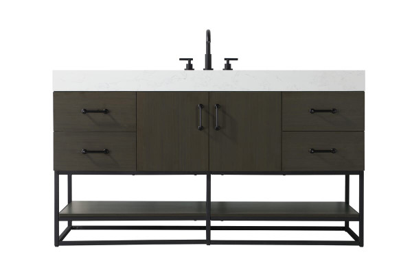 Kitchen And Bath Vanity Cabinet 2Dr 4Dw 60X21 5X34 Mocha Brown Vf29260Mmb