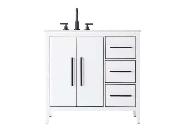 Kitchen And Bath Vanity Cabinet 2Dr 3Dw 36X21 5X35 White Vf29336Wh