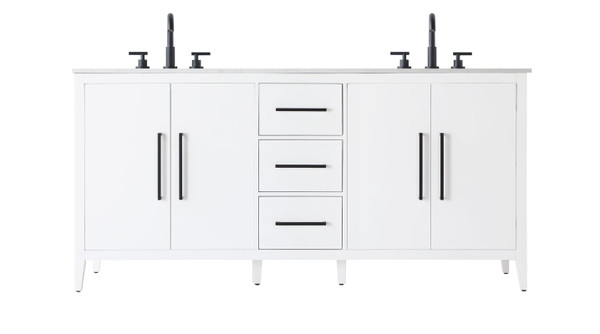 Kitchen And Bath Vanity Cabinet 4Dr 3Dw 72X21 5X35 White Vf29372Dwh