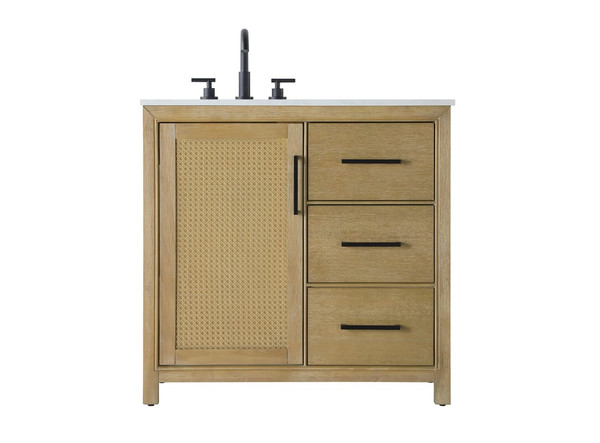 Kitchen And Bath Vanity Cabinet 1Dr 3Dw 36X21 5X35 Linen Oak Vf29536Lo